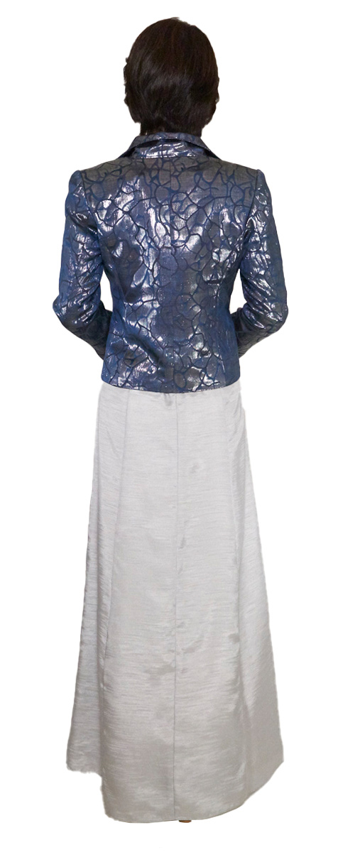 アップタウンブライダル 母親ドレス Set 1705 - 光沢感が魅力的なミッドナイトブルージャガードジャケット・後ろ