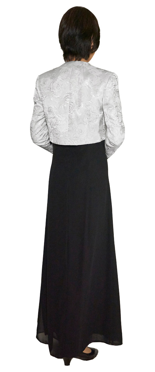 母親ドレス Set 2101 - シルバージャガードジャケット付き上品なジョーゼットドレス【結婚式/二次会/パーティー】- 後ろ